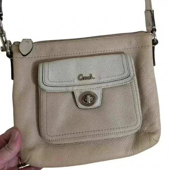 Coach Park Campbell Swingpack Purse Vintage Cream White Leather Silver Women's - Picture 4 of 11